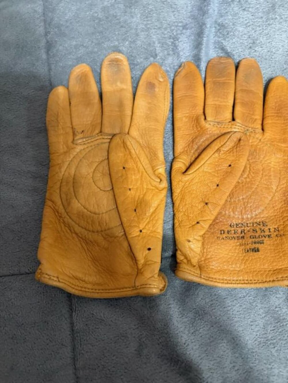 vintage deerskin leather gloves by the Hanover Glove Company,